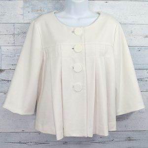 Sandro Sportswear White 4 Button Coat Cropped Pleated Women's Large